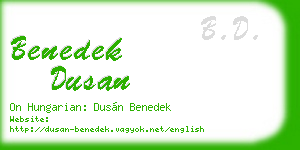 benedek dusan business card
